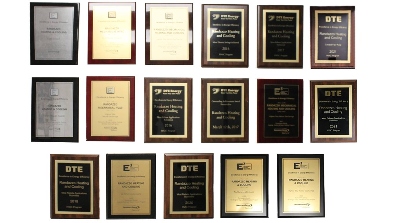 16 of Randazzo's DTE and E3 award plaques