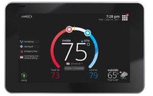 A smart thermostat set to 75 degrees